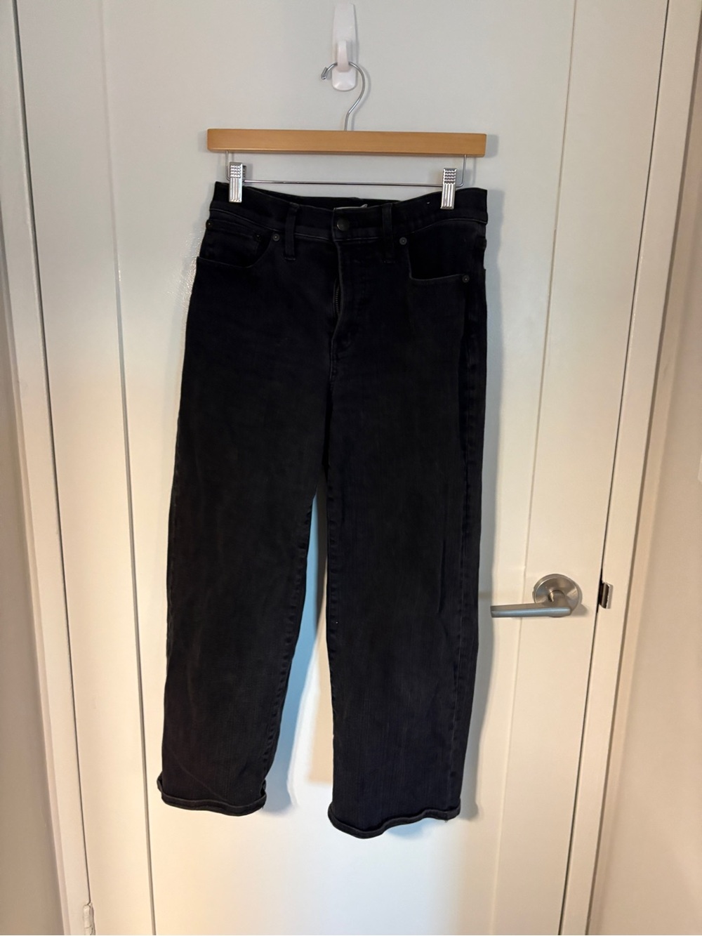 Madewell Washed Black High-Waist Straight-Leg Jeans